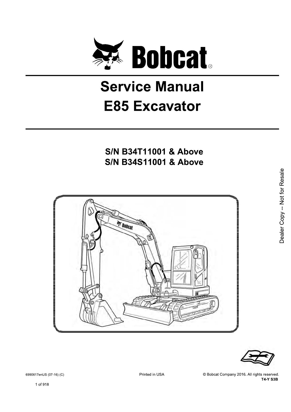 E85 Excavator Service Manual Bobcat